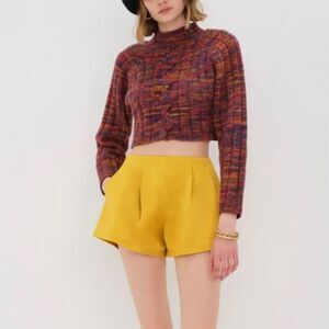 NWT For Love And Lemons Drew High Waist Satin Gold Micro Shorts XS